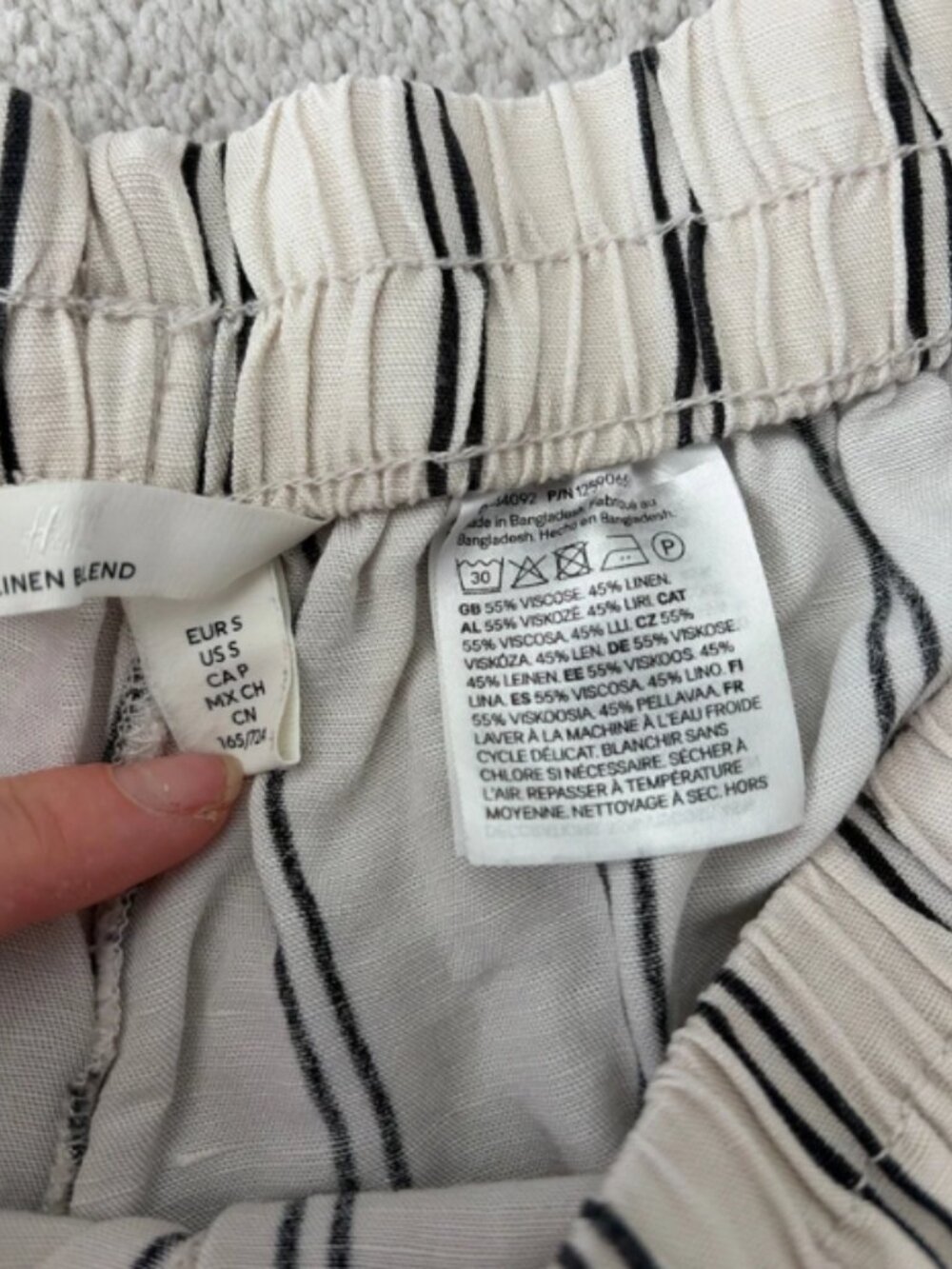 H&M Stripe Linen Trousers – Cream & Black – Size S - Picture 3 of 3